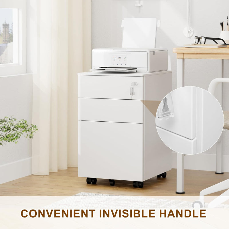 4-Drawer Mobile Filing Cabinet with Lock Steel Office