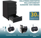 4-Drawer Mobile Filing Cabinet with Lock Steel Office