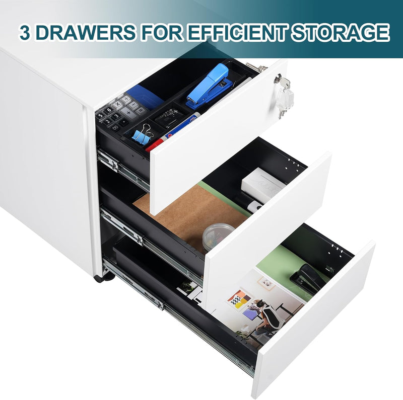 4-Drawer Mobile Filing Cabinet with Lock Steel Office