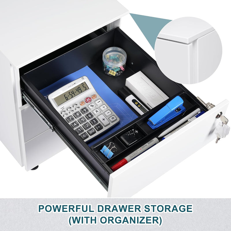 4-Drawer Mobile Filing Cabinet with Lock Steel Office