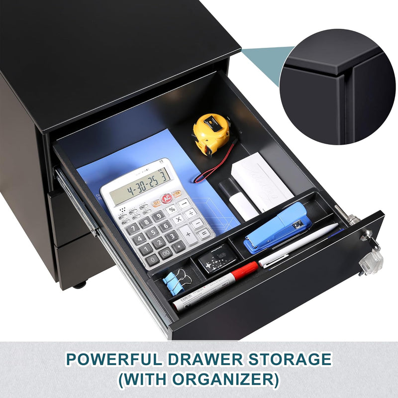 4-Drawer Mobile Filing Cabinet with Lock Steel Office