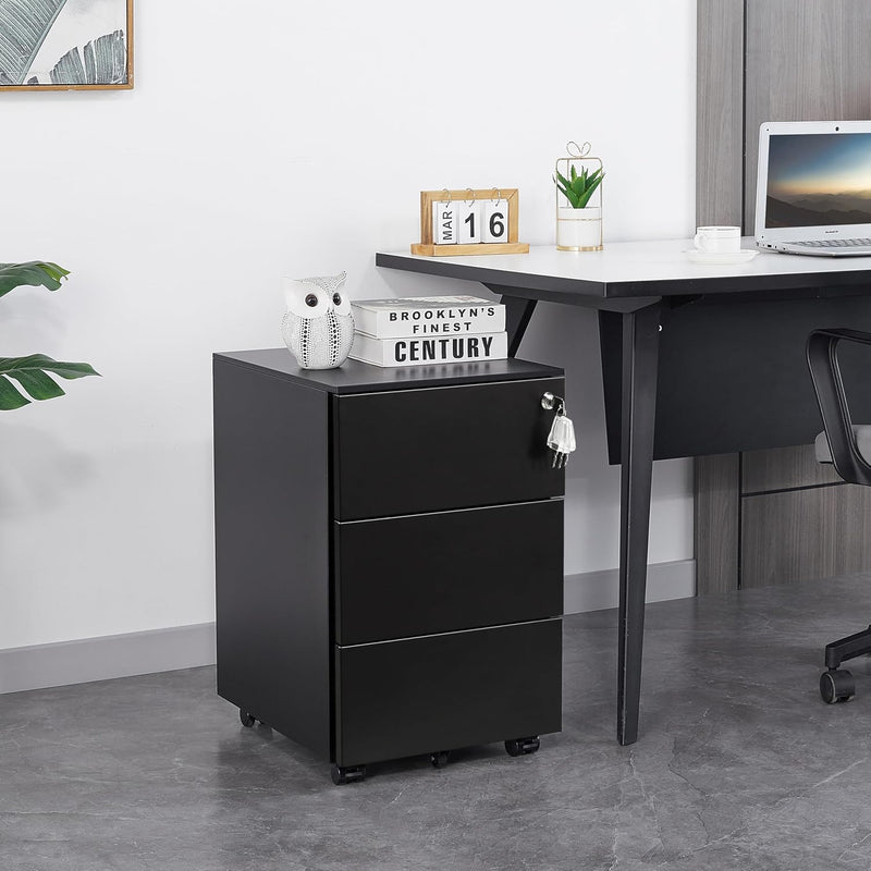 4-Drawer Mobile Filing Cabinet with Lock Steel Office