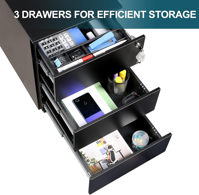 4-Drawer Mobile Filing Cabinet with Lock Steel Office