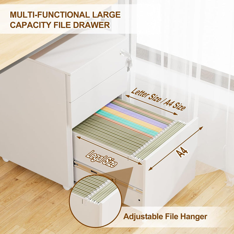 4-Drawer Mobile Filing Cabinet with Lock Steel Office