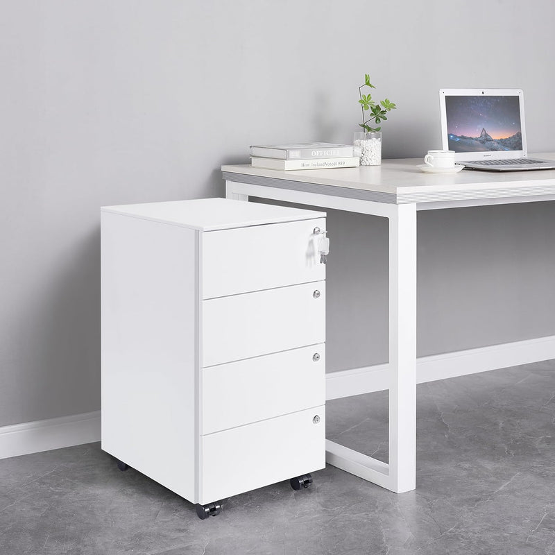 4-Drawer Mobile Filing Cabinet with Lock Steel Office