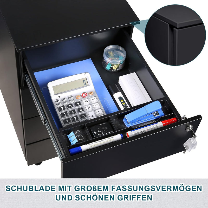 4-Drawer Mobile Filing Cabinet with Lock Steel Office