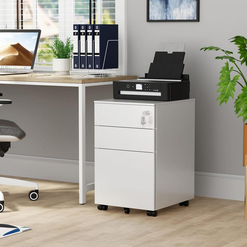 4-Drawer Mobile Filing Cabinet with Lock Steel Office