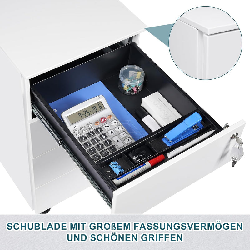 4-Drawer Mobile Filing Cabinet with Lock Steel Office