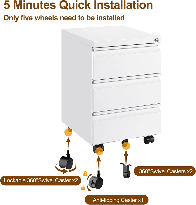 4 Drawers File Cabinet Metal Filing with Lock