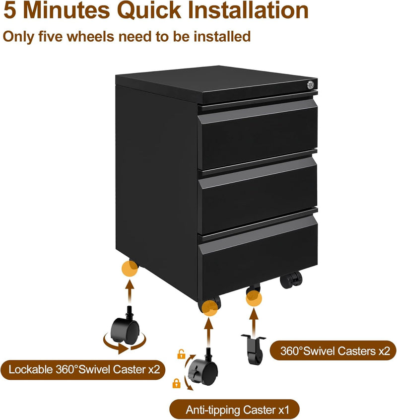4 Drawers File Cabinet Metal Filing with Lock