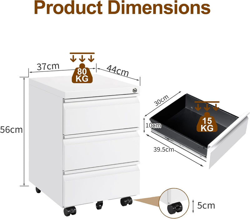 4 Drawers File Cabinet Metal Filing with Lock
