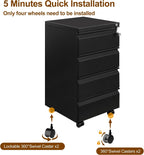 4 Drawers File Cabinet Metal Filing with Lock