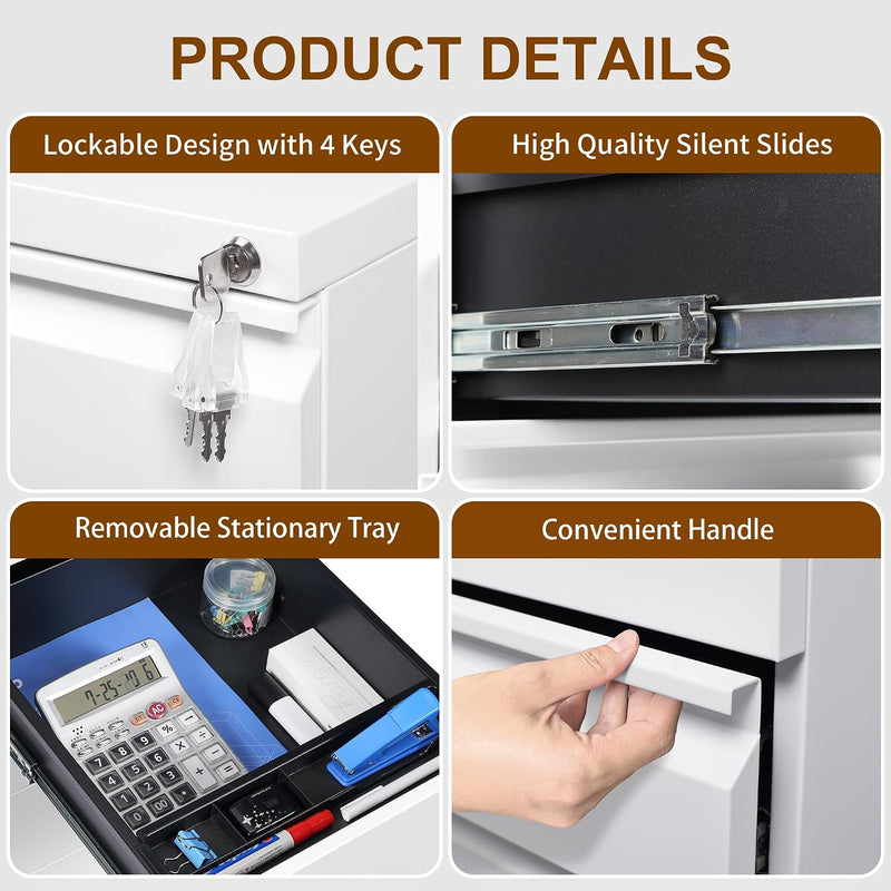 4 Drawers File Cabinet Metal Filing with Lock