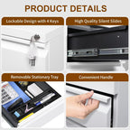 4 Drawers File Cabinet Metal Filing with Lock