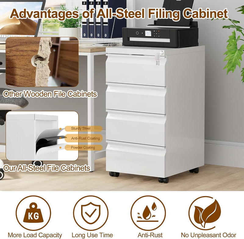 4 Drawers File Cabinet Metal Filing with Lock