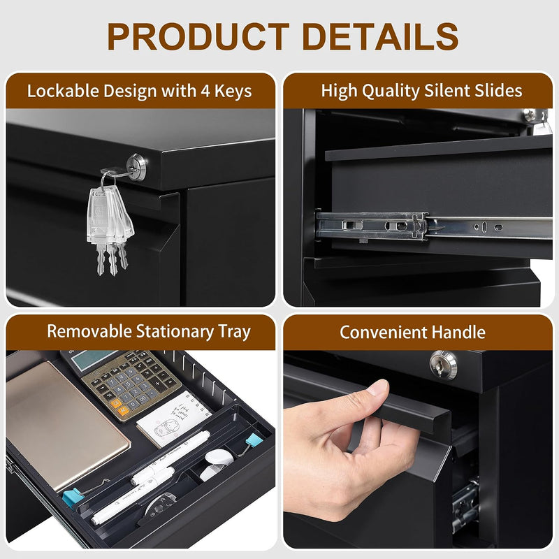 4 Drawers File Cabinet Metal Filing with Lock