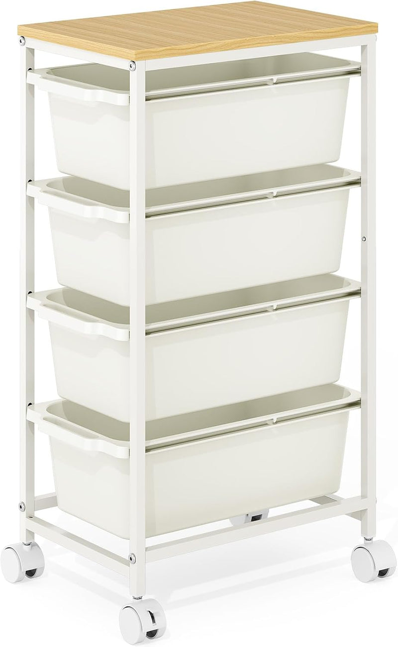 4 Drawers Storage Trolley on Wheels Plastic Craft