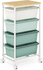 4 Drawers Storage Trolley on Wheels Plastic Craft