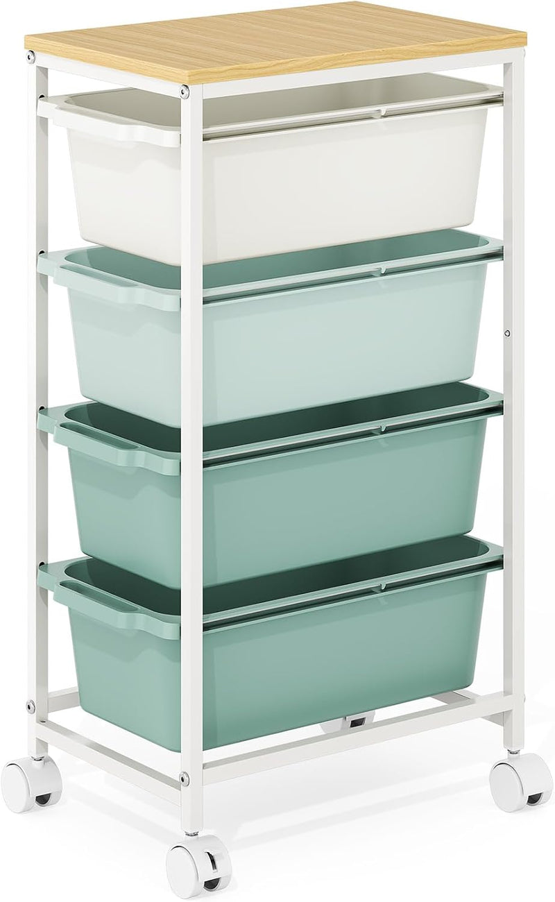 4 Drawers Storage Trolley on Wheels Plastic Craft
