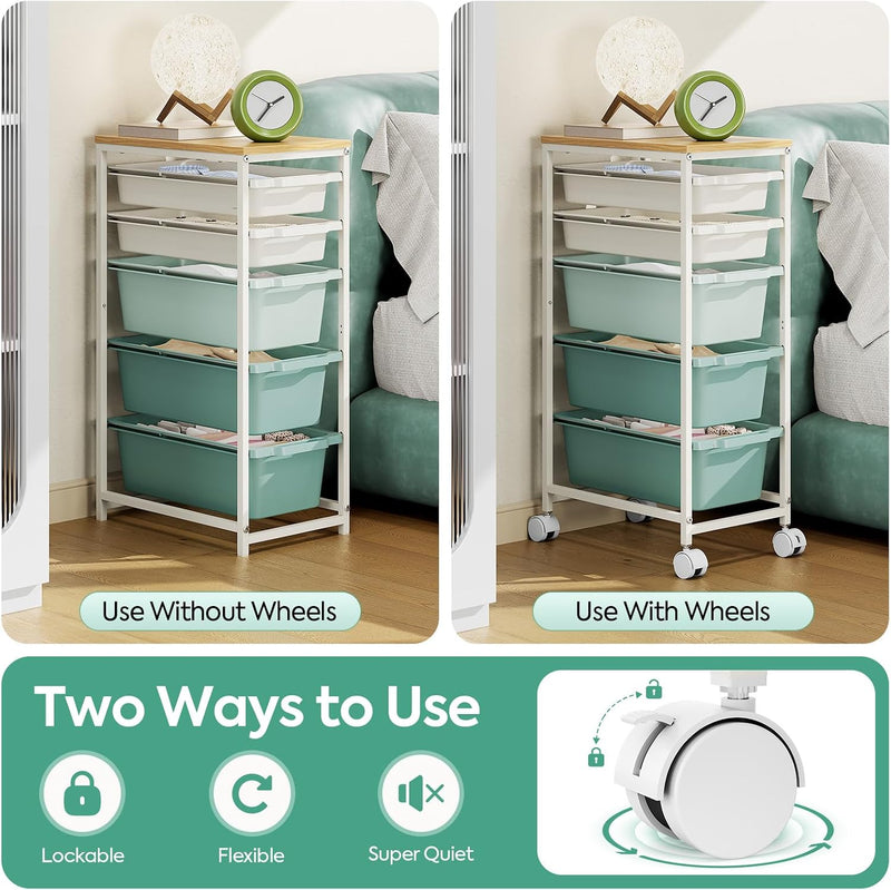 4 Drawers Storage Trolley on Wheels Plastic Craft