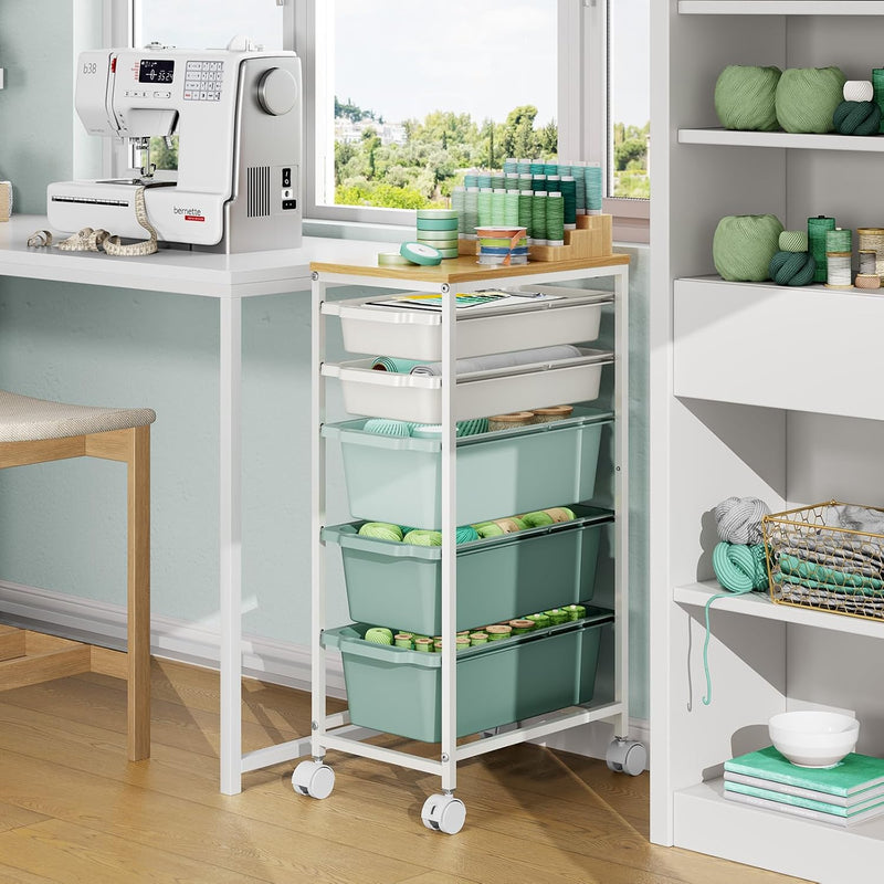 4 Drawers Storage Trolley on Wheels Plastic Craft