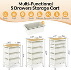 4 Drawers Storage Trolley on Wheels Plastic Craft