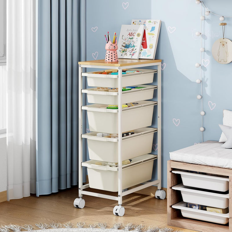 4 Drawers Storage Trolley on Wheels Plastic Craft