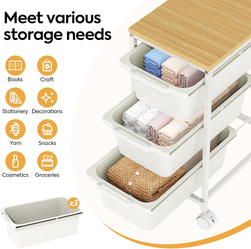 4 Drawers Storage Trolley on Wheels Plastic Craft