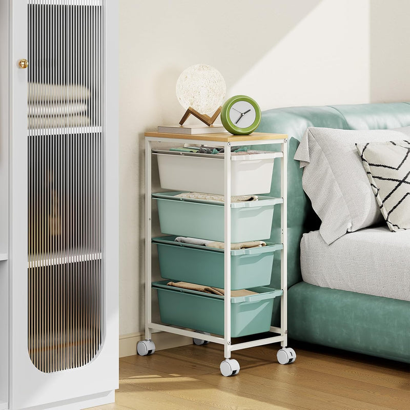 4 Drawers Storage Trolley on Wheels Plastic Craft