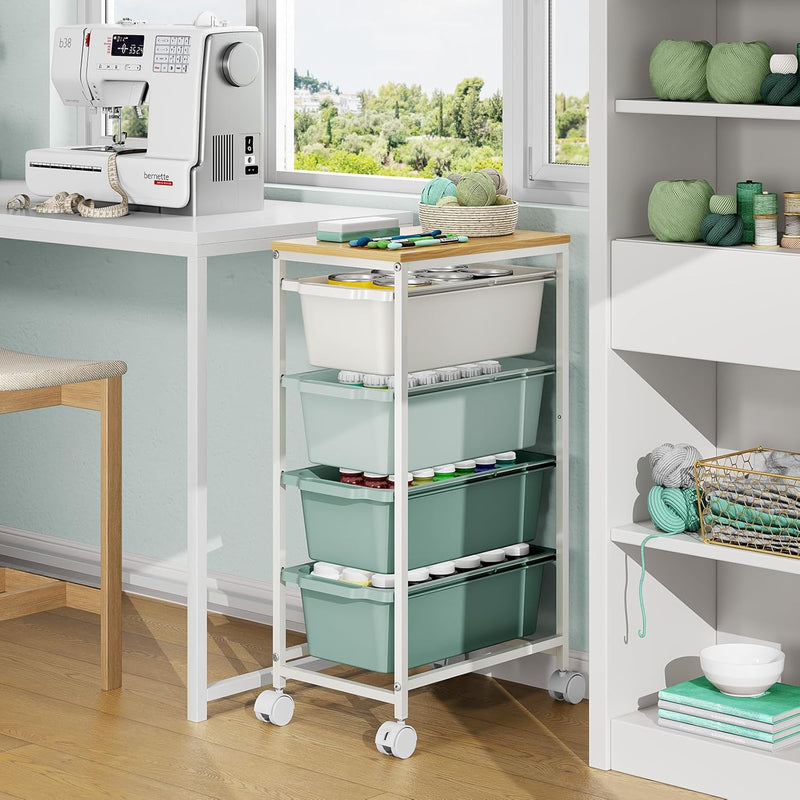 4 Drawers Storage Trolley on Wheels Plastic Craft