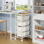 4 Drawers Storage Trolley on Wheels Plastic Craft