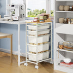 4 Drawers Storage Trolley on Wheels Plastic Craft