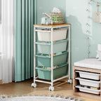 4 Drawers Storage Trolley on Wheels Plastic Craft