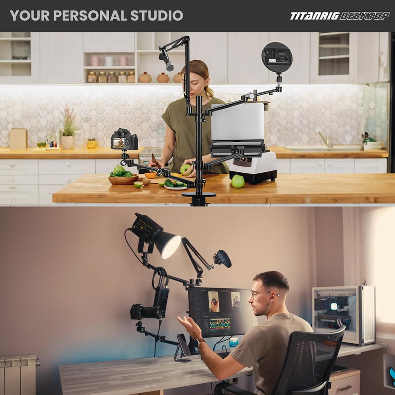 4-In-1 Overhead Camera Desk Mount Stand: Adjustable