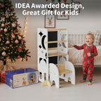4-In-1 Wooden Step Stool for Toddlers Foldable