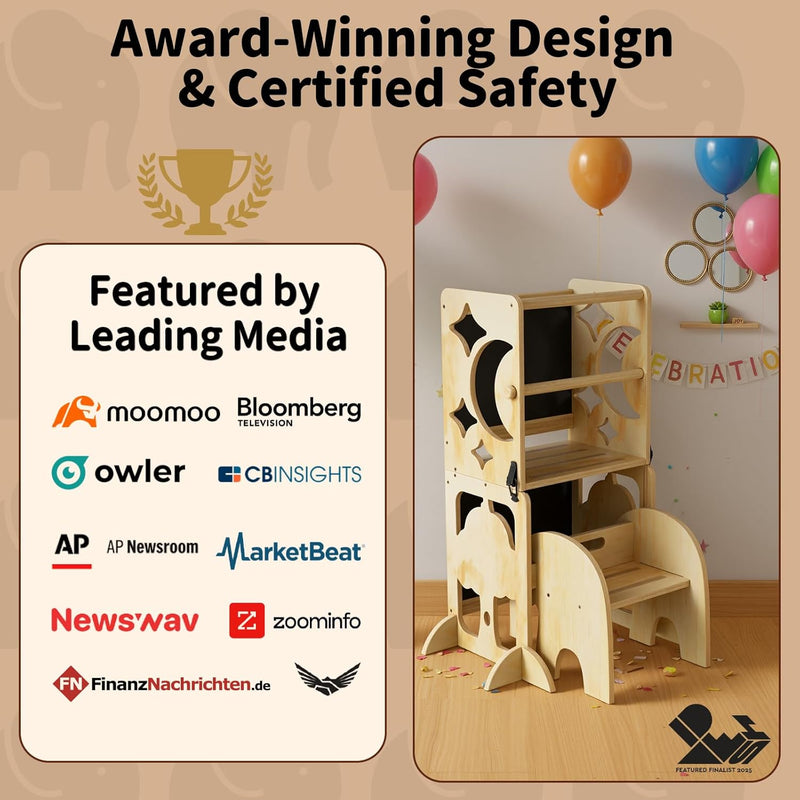 4-In-1 Wooden Step Stool for Toddlers Foldable