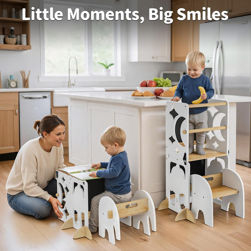 4-In-1 Wooden Step Stool for Toddlers Foldable