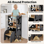 4-In-1 Wooden Step Stool for Toddlers Foldable