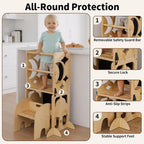 4-In-1 Wooden Step Stool for Toddlers Foldable
