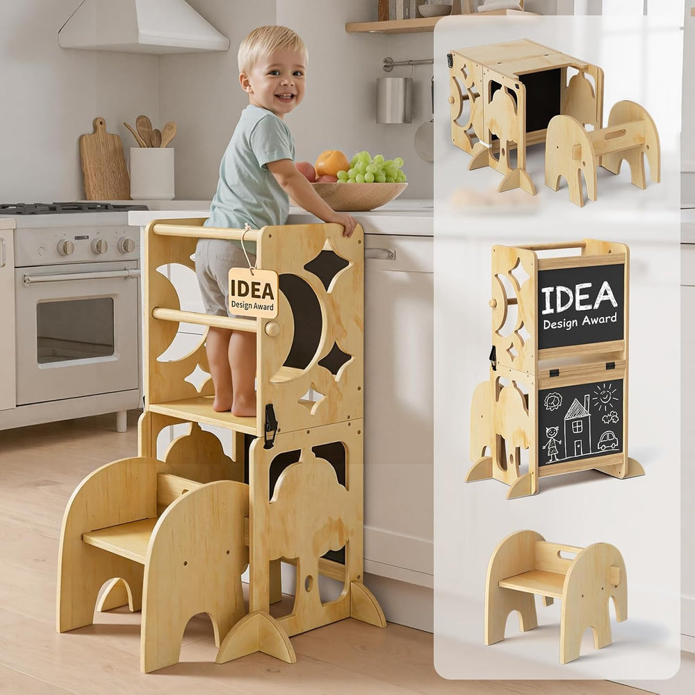 4-In-1 Wooden Step Stool for Toddlers Foldable