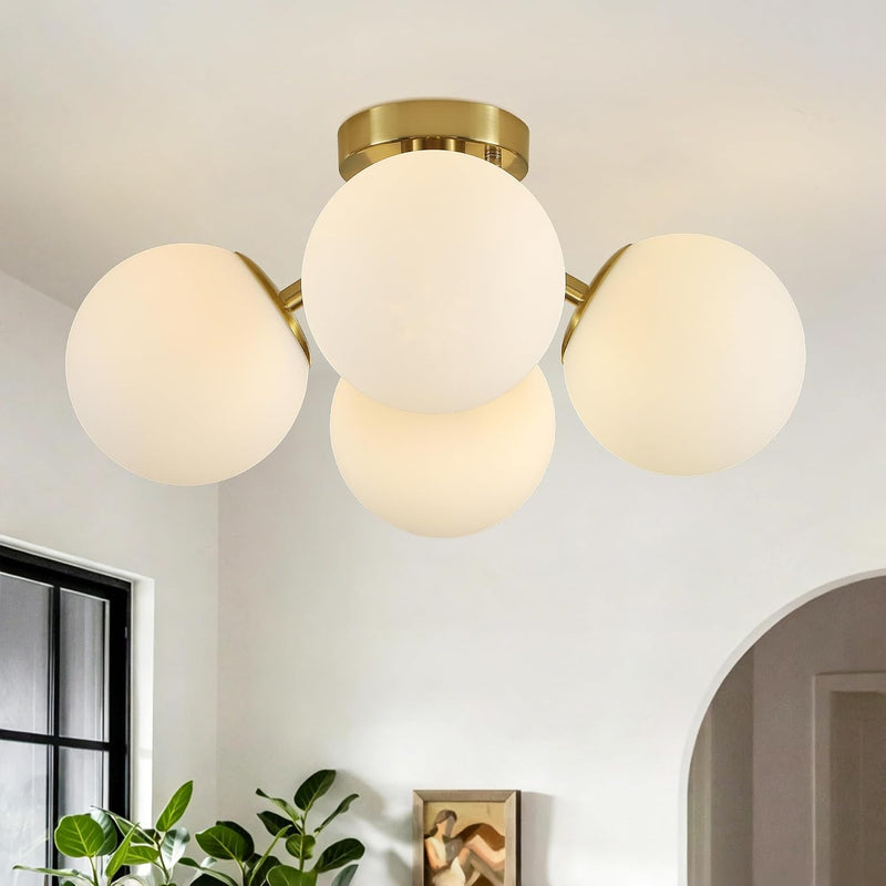 4-Light Brass Ceiling Light for Living Room
