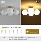 4-Light Brass Ceiling Light for Living Room