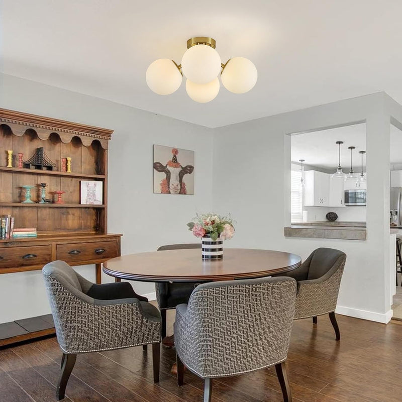 4-Light Brass Ceiling Light for Living Room