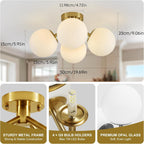 4-Light Brass Ceiling Light for Living Room