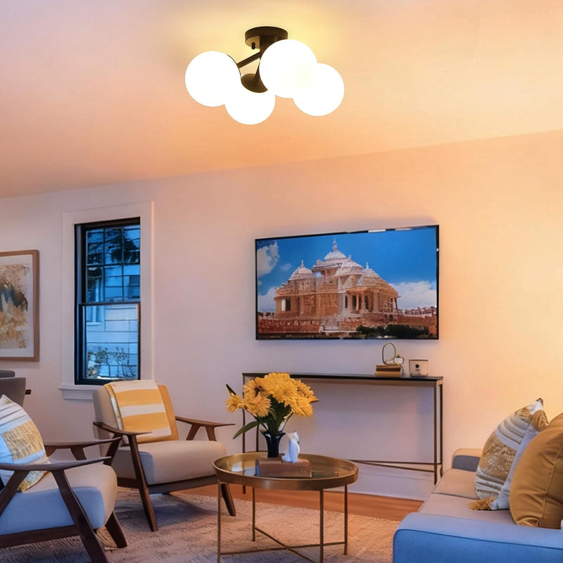 4-Light Brass Ceiling Light for Living Room