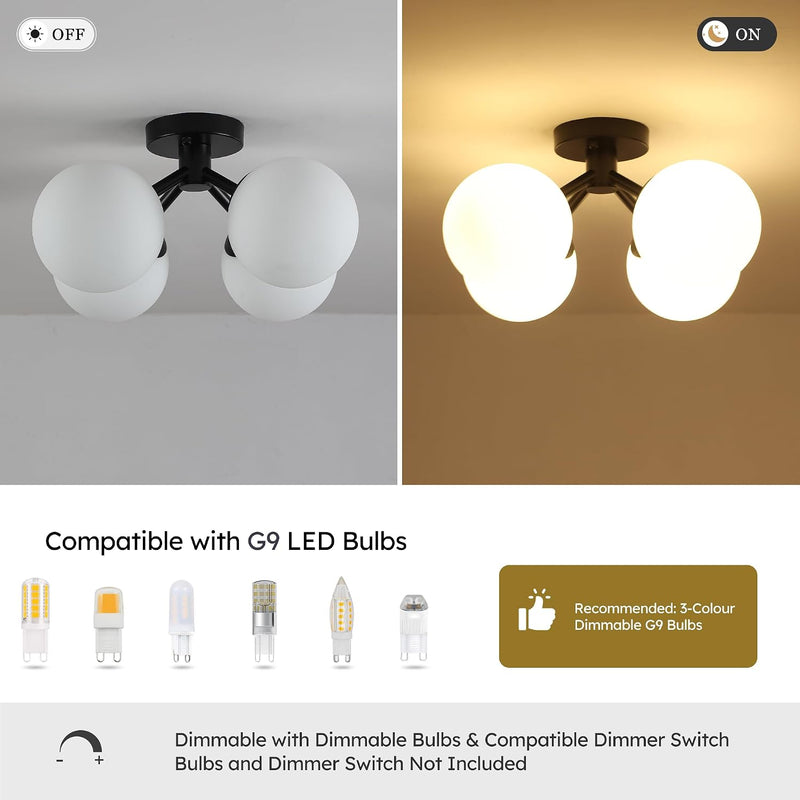 4-Light Brass Ceiling Light for Living Room