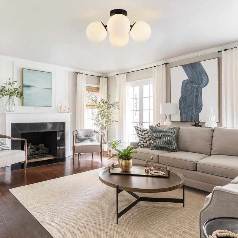4-Light Brass Ceiling Light for Living Room