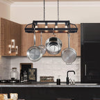 4-Light Metal Pot Hanging Rack Chandelier Imitation Light