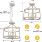 4-Light Vintage Chandelier Farmhouse Rustic Chandeliers