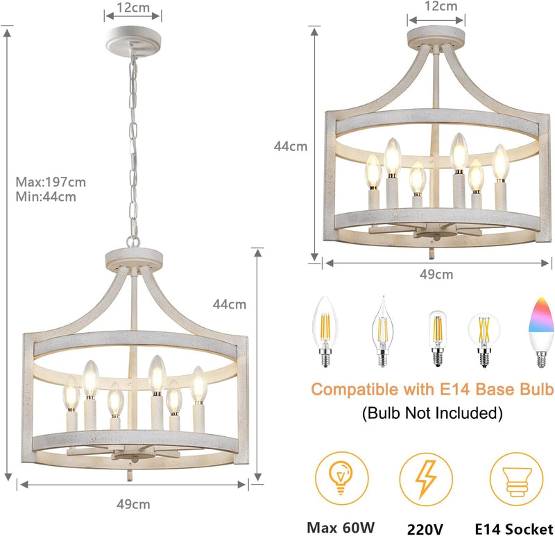 4-Light Vintage Chandelier Farmhouse Rustic Chandeliers